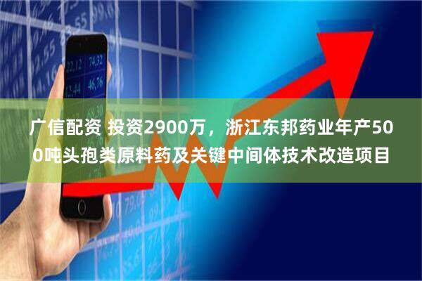 广信配资 投资2900万，浙江东邦药业年产500吨头孢类原料药及关键中间体技术改造项目